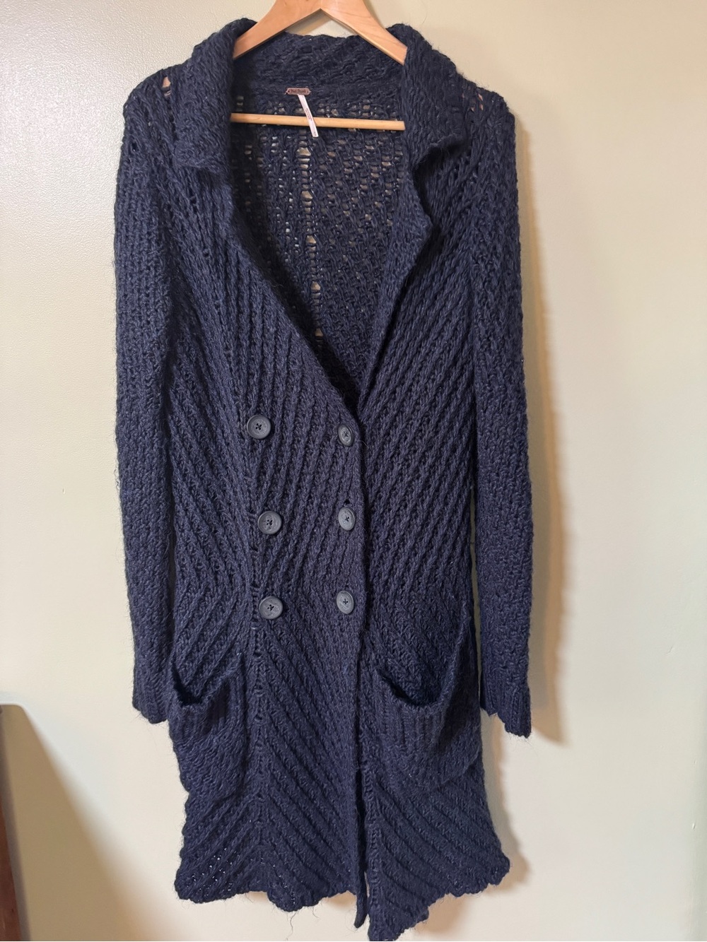 Free People Navy Alpaca Blend Swearer